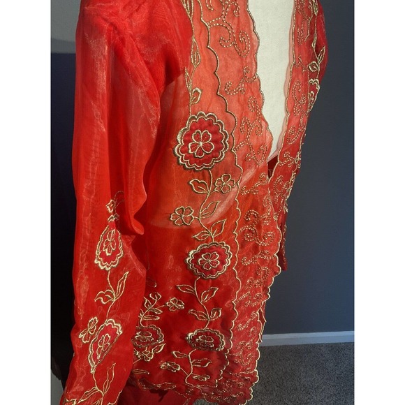 Vintage 2 Piece Harmony New York Outfit Size 16 Beautiful Red And Gold Lined - Picture 2 of 11